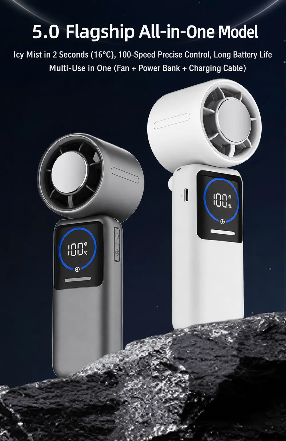 K36 Ventilateur à main refroidissant avec batterie externe – détail du produit 4