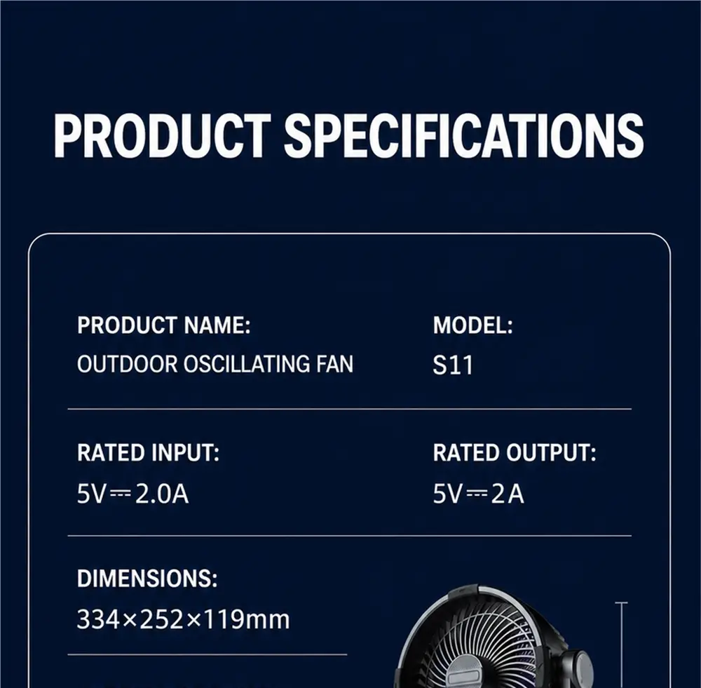 S11 Ventilateur d’extérieur oscillant – détail du produit 42