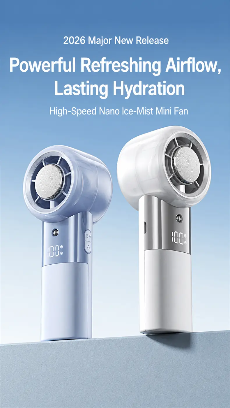 S25 Ventilatore portatile ad alta velocità con nebulizzatore – dettaglio del prodotto 1
