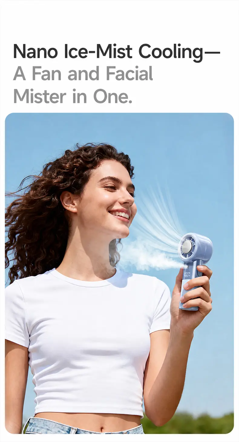 S25 Ventilatore portatile ad alta velocità con nebulizzatore – dettaglio del prodotto 4