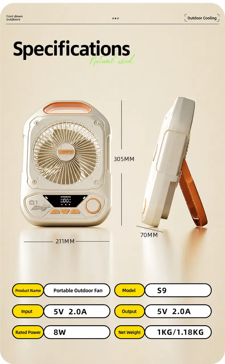 S9 Ventilatore portatile per esterni – dettaglio del prodotto 19
